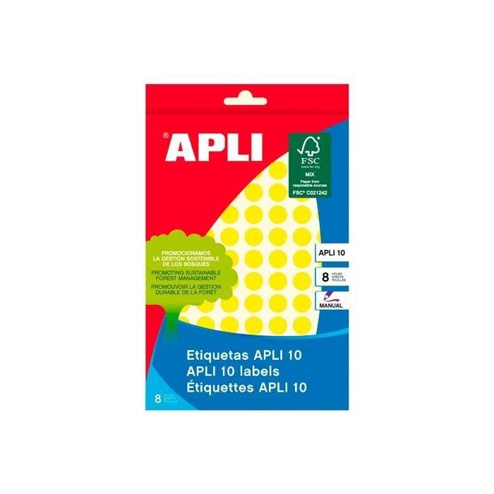 Apli Etiquetas Adhesivas Circulares Ø10 mm Escritura Manual 126 X 8H Apli 10 Amarillo Apli Etiquetas Adhesivas Circulares Ø10 mm Escritura Manual 126 X 8H Apli 10 Amarillo