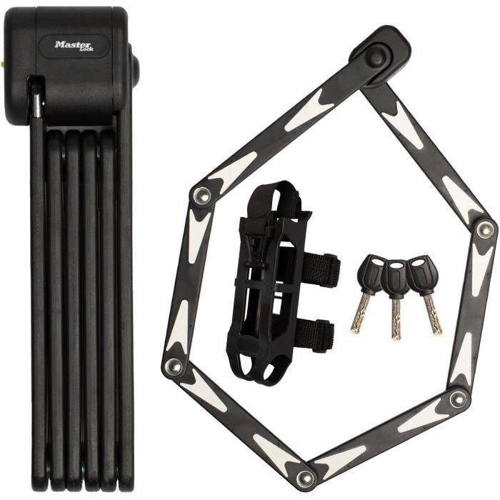 Master Lock 8333EURDPRO Candado Plegable para Bicicleta de Acero Endurecido, con 3 Llaves, Soporte y Certificado de Seguridad Master Lock 8333EURDPRO Candado Plegable para Bicicleta de Acero Endurecido, con 3 Llaves, Soporte y Certificado de Seguridad