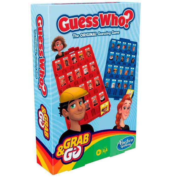 HASBRO ¿Quién es Quién? Grab & Go! Juego de Mesa de Viaje en Inglés para Niños +6 Años, Adivina el Personaje Misterioso