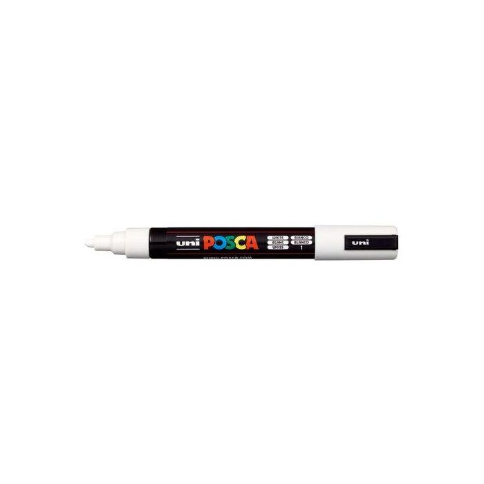 Posca Rotulador marcador de pintura blanco, punta redonda PC5M 1.8-2.5mm, base agua para cualquier superficie