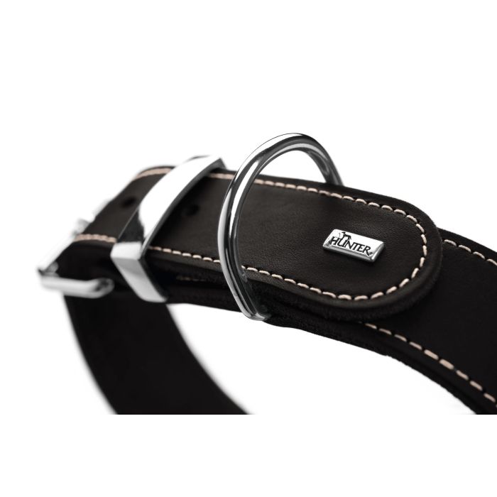 Hunter Collar Aalborg Special para Perro | Piel Negra con Costuras Contraste | Distribuye Presión Óptima | Cuello 40-48 cm | 3.5 cm Ancho 5 Hunter Collar Aalborg Special para Perro | Piel Negra con Costuras Contraste | Distribuye Presión Óptima | Cuello 40-48 cm | 3.5 cm Ancho 5