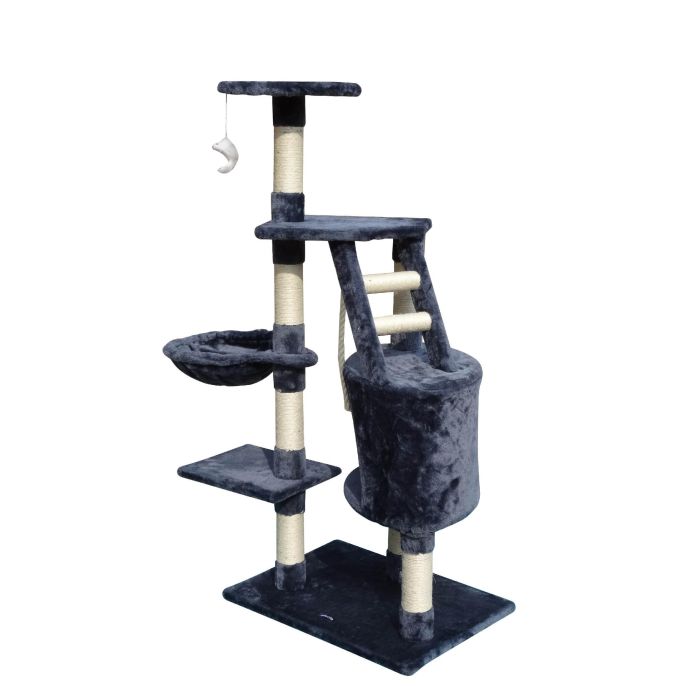 Gloria Árbol Rascador Sinu para Gatos, Gris, 55x40x120 cm – Ideal para Varios Gatos con Plataformas, Cueva y Postes de Sisal 1