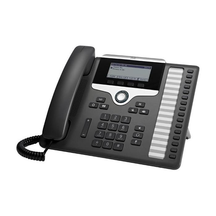 Cisco 7861 Teléfono IP Empresarial con Cable, 16 Líneas, Voz HD, PoE, Pantalla LCD 3.5", Negro/Plata