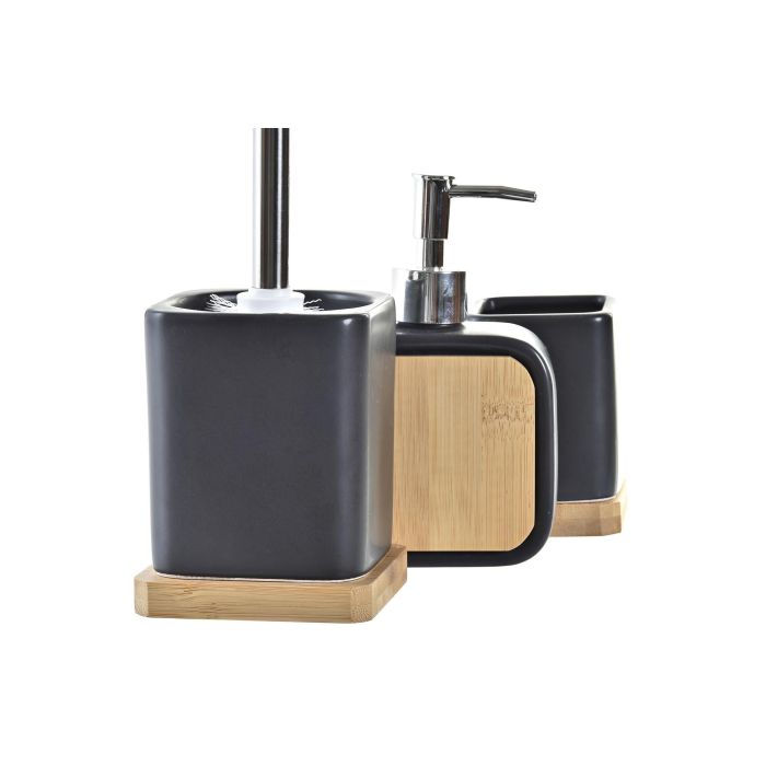 Baño Loft DKD Home Decor Negro Natural 9 x 37.5 x 9 cm Set de 3 1