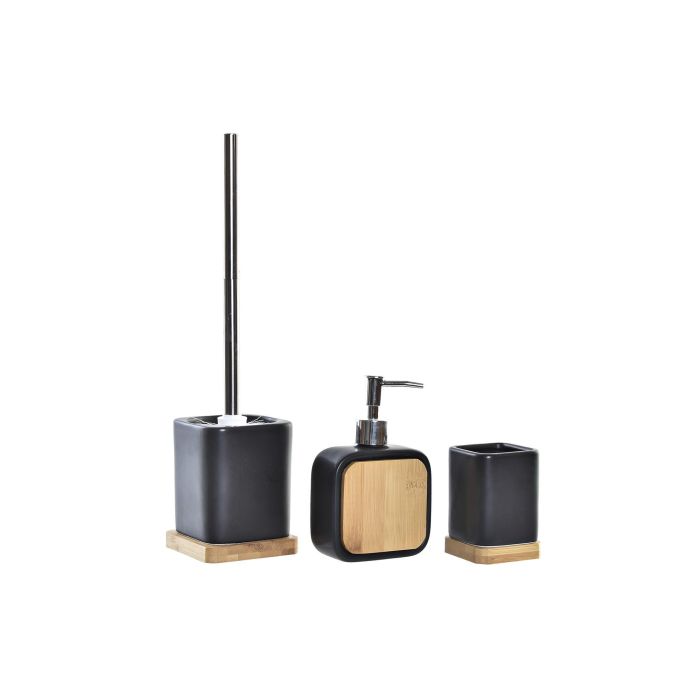 Baño Loft DKD Home Decor Negro Natural 9 x 37.5 x 9 cm Set de 3