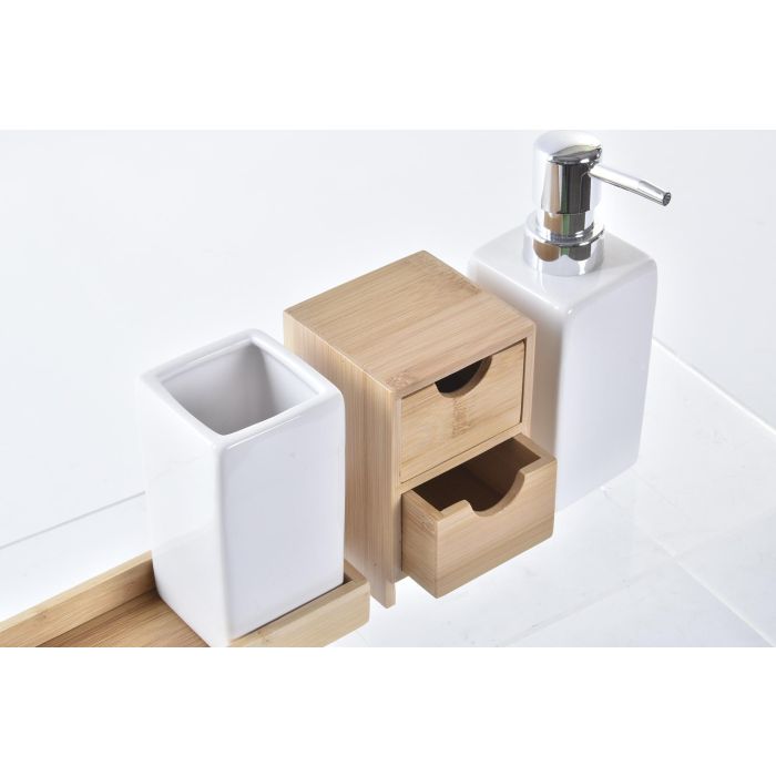 Baño Scandi DKD Home Decor Natural Blanco 6.8 x 17 x 20.5 cm Set de 4 2