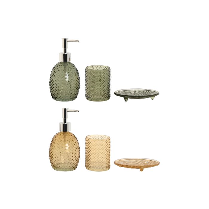 Baño Basicos DKD Home Decor Ambar Verde 8 x 17 x 9 cm Set de 3 (2 Unidades)