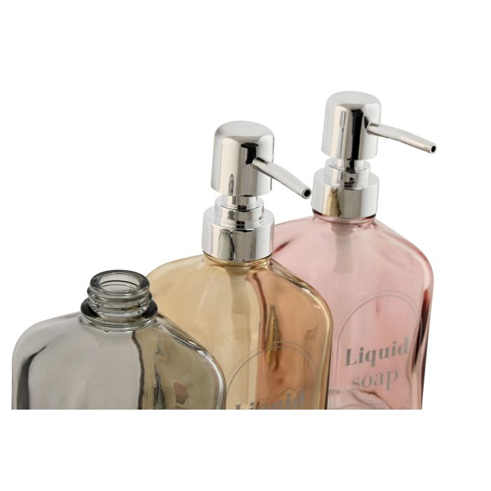 Dispensador de Jabón Home ESPRIT Naranja Rosa Ambar Cristal ABS 450 ml 8 x 7,5 x 19 cm (3 Unidades) 2