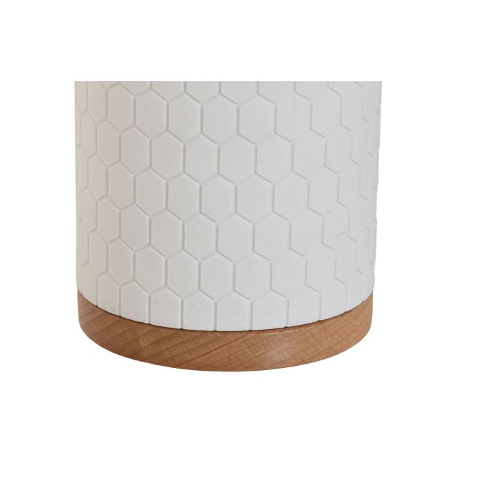 Escobilla para el Baño Home ESPRIT Blanco Plateado Natural Resina Bambú 9 x 9 x 37 cm 2