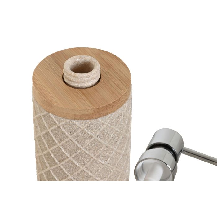 Dispensador de Jabón Home ESPRIT Beige Resina Bambú 7 x 9 x 18 cm 2