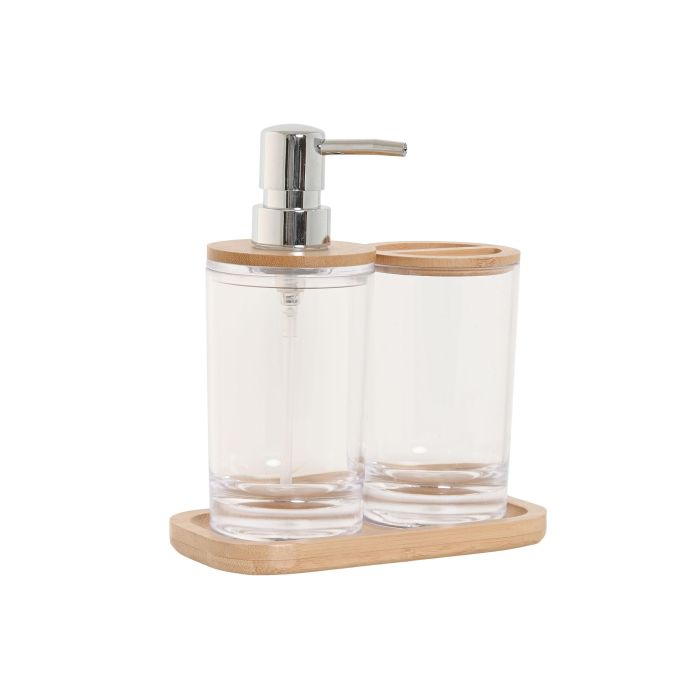 Baño DKD Home Decor Transparente Natural 9 x 18 x 16 cm Set de 3