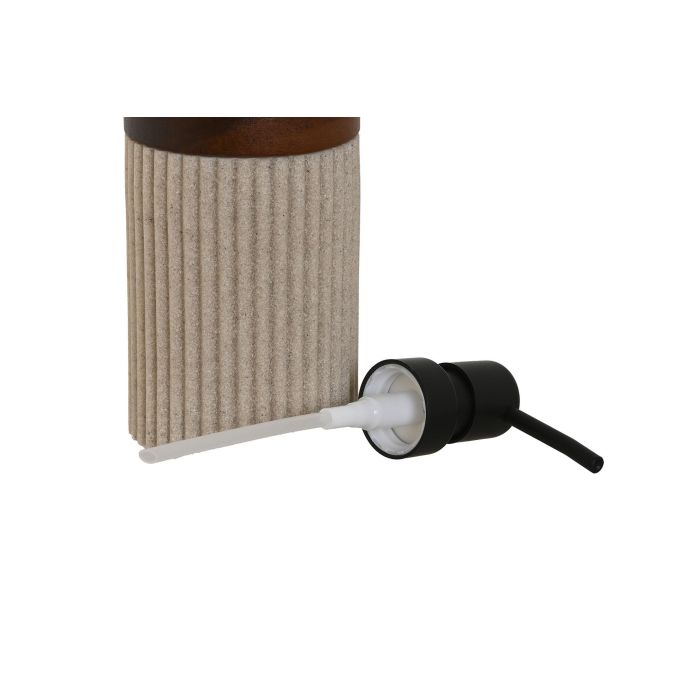 Dispensador de Jabón Home ESPRIT Marrón Negro Beige Resina Acacia 10 x 8 x 17,5 cm 1