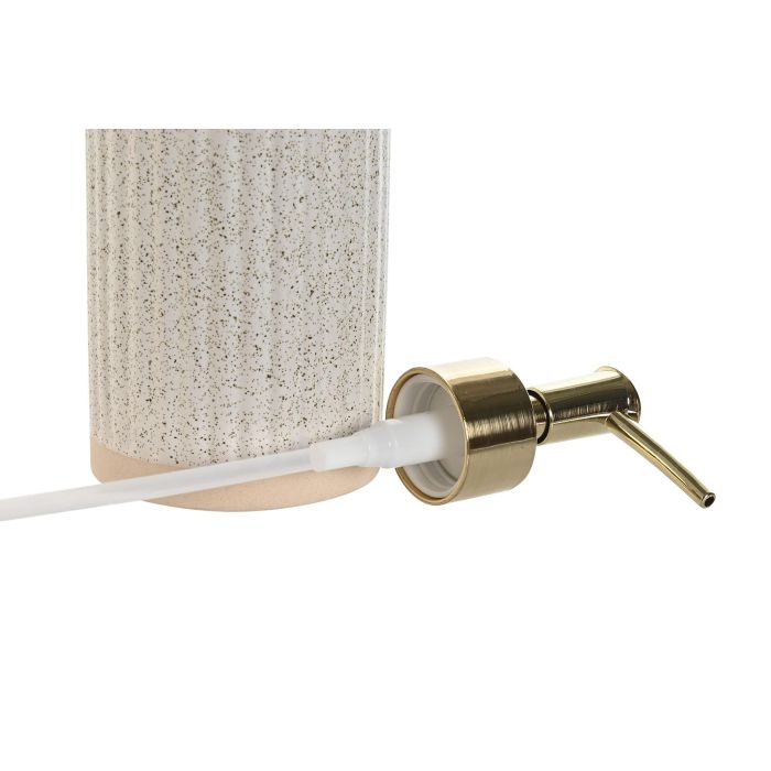 Dispensador de Jabón Home ESPRIT Beige Dorado Gres Mate 8 x 7 x 21 cm 1