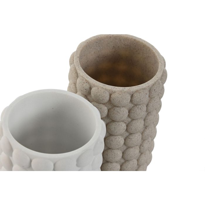 Vaso DKD Home Decor Beige Blanco 7.5 x 10.5 x 7.5 cm (4 Unidades) 2