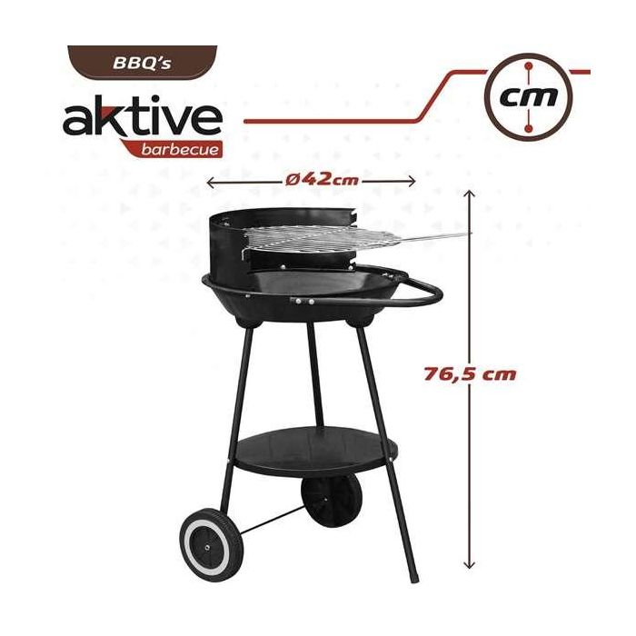 Barbacoa de Carbón con Ruedas Aktive Aluminio Metal esmaltado textileno 42 x 76,5 x 42 cm Negro 2 Barbacoa de Carbón con Ruedas Aktive Aluminio Metal esmaltado textileno 42 x 76,5 x 42 cm Negro 2