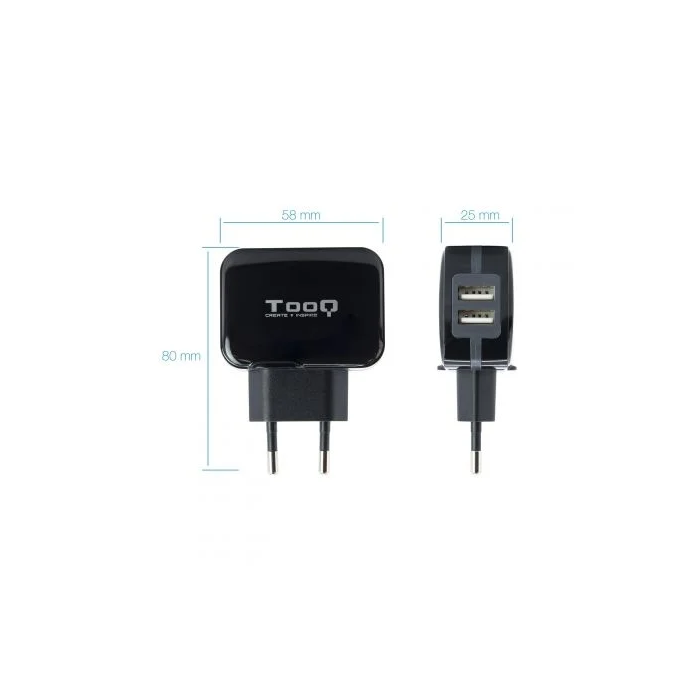 Tooq TQWC-1S02 Cargador de Pared 2 USB 17W Negro Tooq TQWC-1S02 Cargador de Pared 2 USB 17W Negro