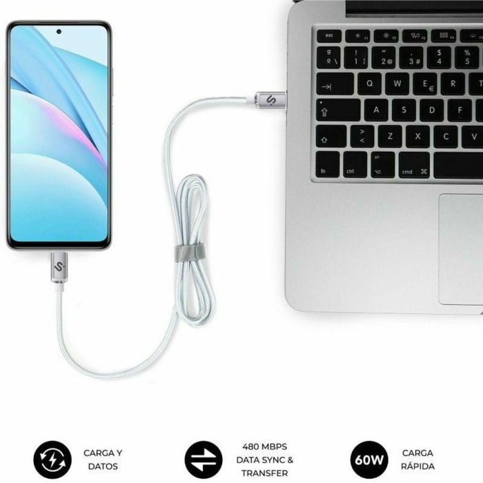 Cable USB-C a USB-C Subblim OPTIMUS Blanco 1 m 12
