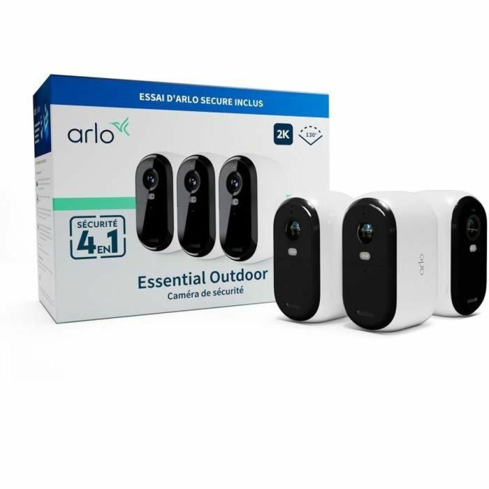Arlo ARL1712272881981 Cámara de seguridad conectada Essential2 Pack de 3, resolución 2K, visión nocturna a color 4