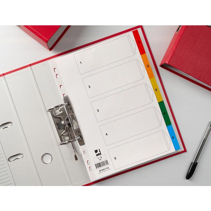 Q-connect Separadores Plástico Juego de 5 Separadores DIN A4 Multitaladro 9