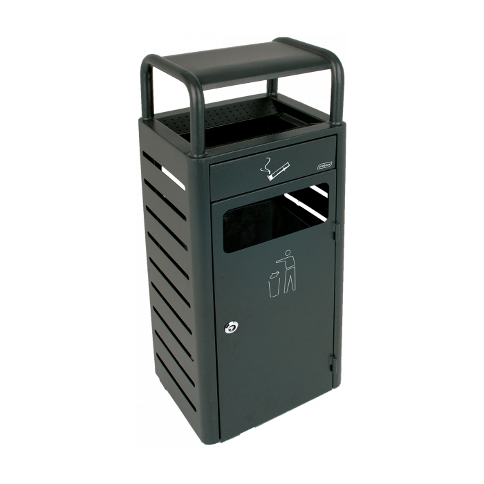 PROBBAX - AT-1271-DGRY - Cenicero de suelo para exterior con papelera - 33 x 28 x 89,5 cm - Cenicero 2,3L y papelera 20L - Gris oscuro