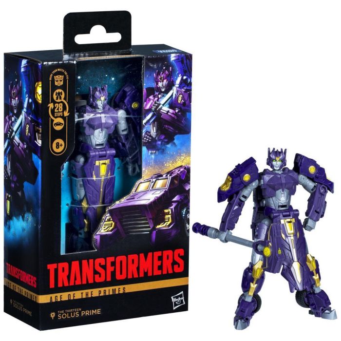 Hasbro Transformers Age of the Primes Deluxe Class The Thirteen Solus Prime Figura de Acción 14 cm con Martillo Hasbro Transformers Age of the Primes Deluxe Class The Thirteen Solus Prime Figura de Acción 14 cm con Martillo