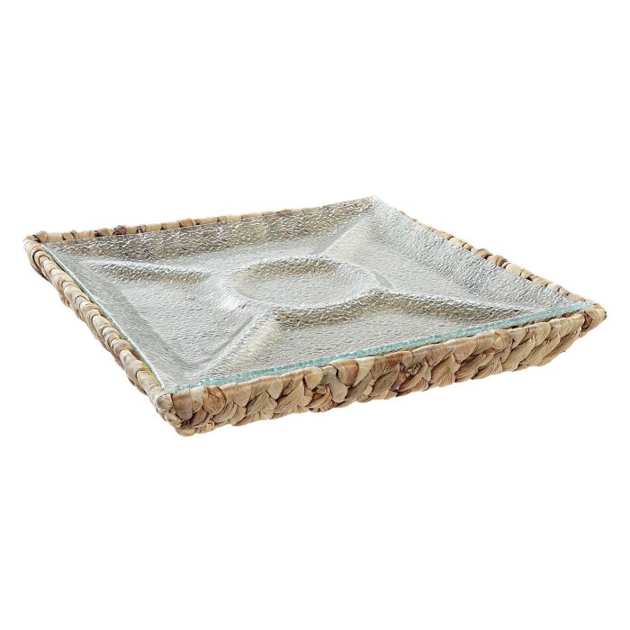 Bandeja Basicos DKD Home Decor Transparente Natural 33 x 5 x 33 cm