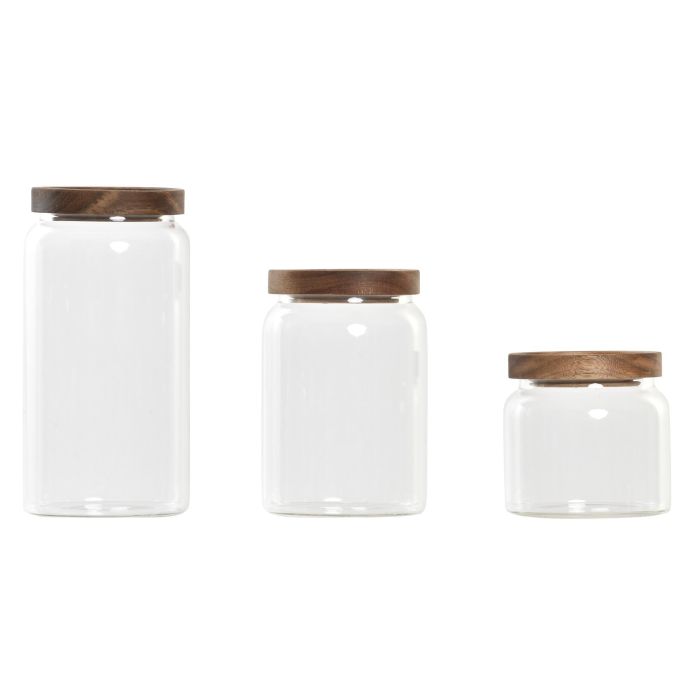 Bote Basicos DKD Home Decor Transparente Natural 10 x 20 x 10 cm Set de 3