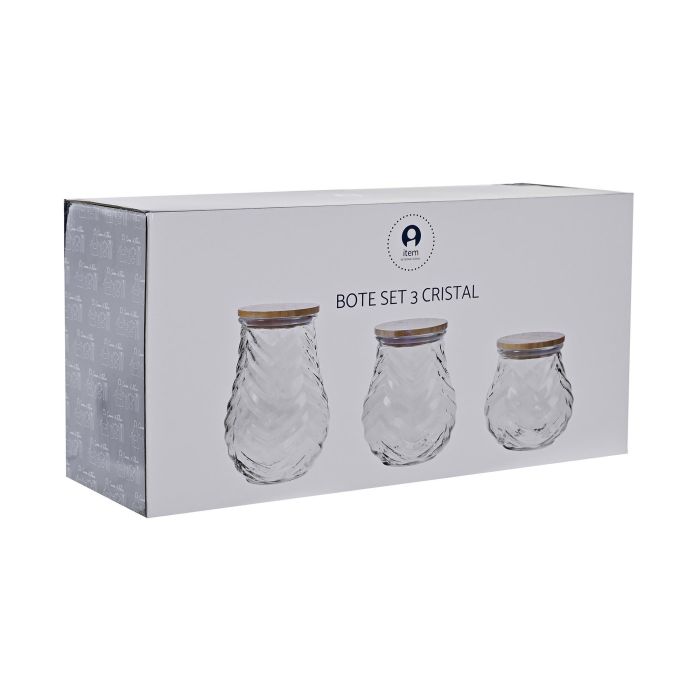 Bote Basicos DKD Home Decor Transparente Natural 13 x 19.5 x 13 cm Set de 3 3