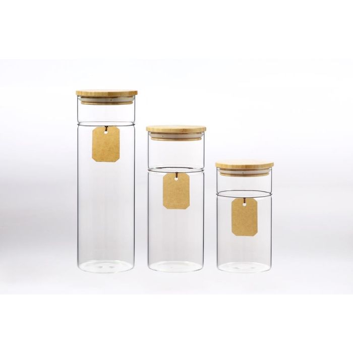 Bote Basicos DKD Home Decor Transparente Natural 9 x 27 x 9 cm Set de 3 1