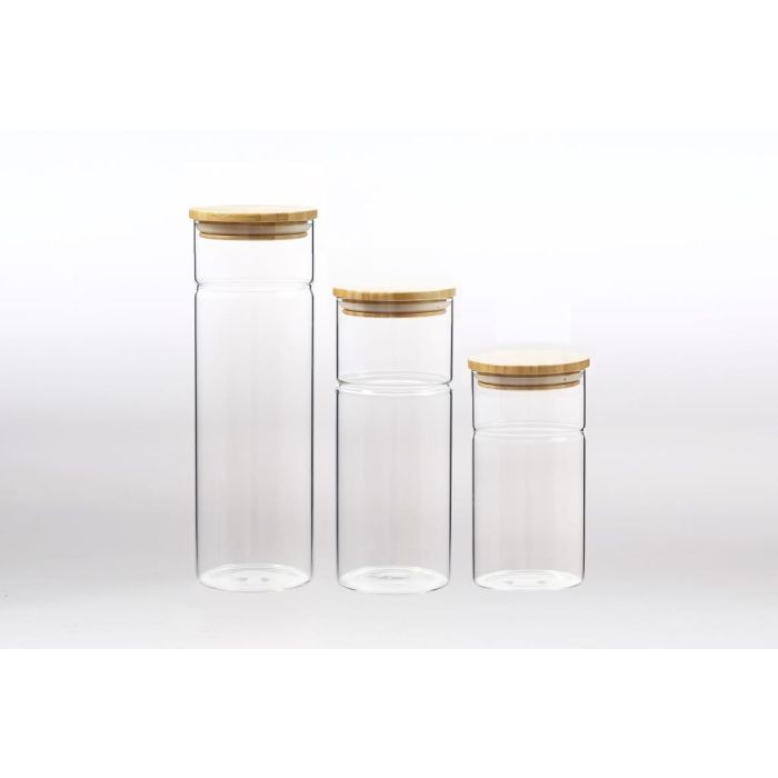 Bote Basicos DKD Home Decor Transparente Natural 9 x 27 x 9 cm Set de 3 2