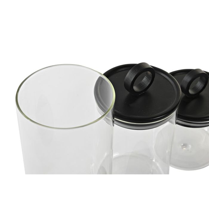 Bote Basicos DKD Home Decor Transparente Negro 9 x 24 x 9 cm Set de 3 2