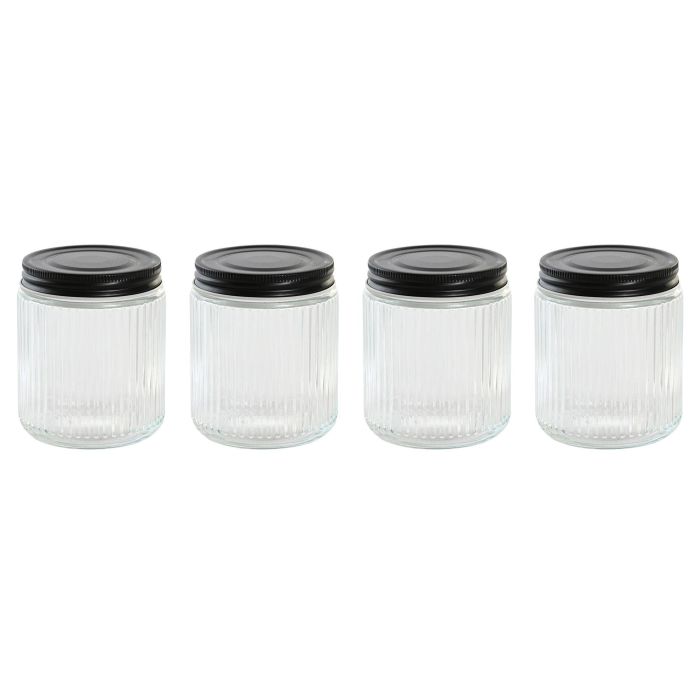 Bote Basicos DKD Home Decor Transparente Negro 9 x 11 x 9 cm Set de 4