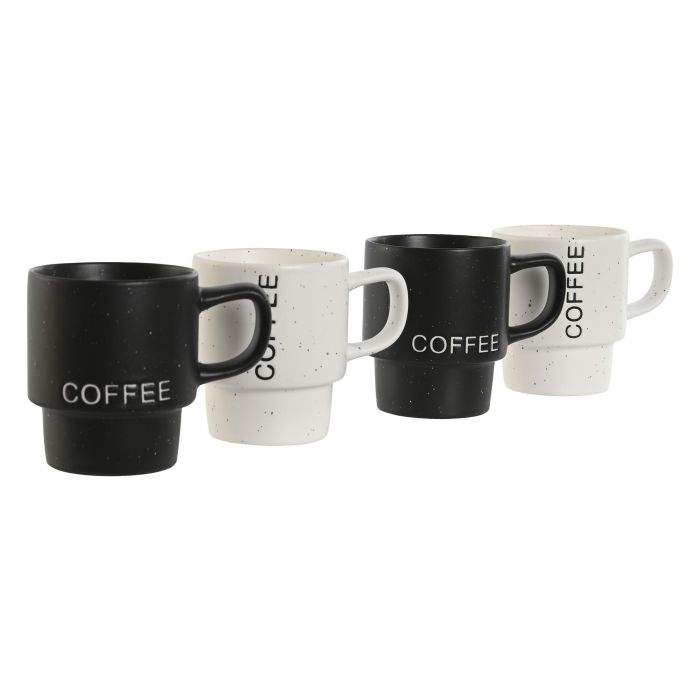 Cafe Loft DKD Home Decor Blanco Negro 7 x 8 x 9.5 cm Set de 4 (2 Unidades) 1