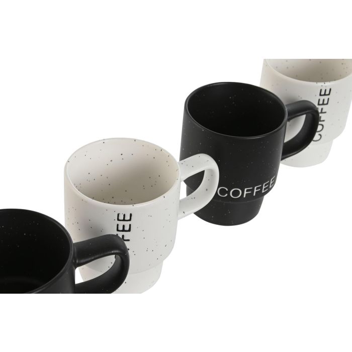 Cafe Loft DKD Home Decor Blanco Negro 7 x 8 x 9.5 cm Set de 4 (2 Unidades) 2