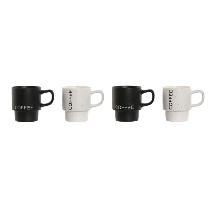 Cafe Loft DKD Home Decor Blanco Negro 7 x 8 x 9.5 cm Set de 4 (2 Unidades) 3