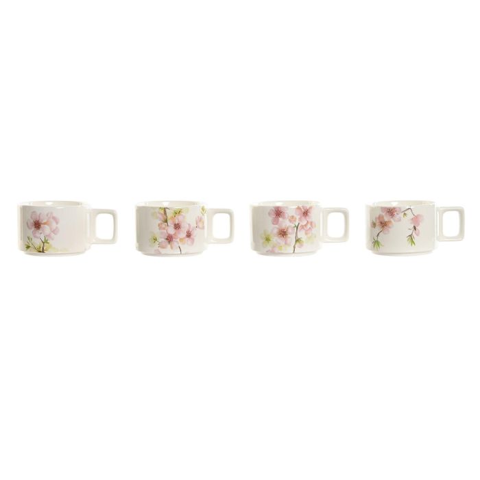 Cafe Romantico DKD Home Decor Rosa Blanco 11 x 27 x 11 cm Set de 4 (2 Unidades) 1