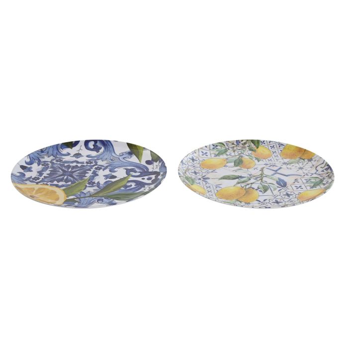 Plato Mediterraneo DKD Home Decor Azul Amarillo 28 x 1 x 28 cm (12 Unidades) 1