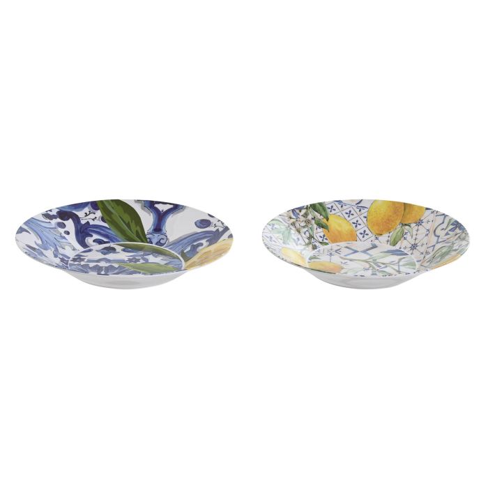 Plato Mediterraneo DKD Home Decor Azul Amarillo 23 x 3.6 x 23 cm (12 Unidades) 1