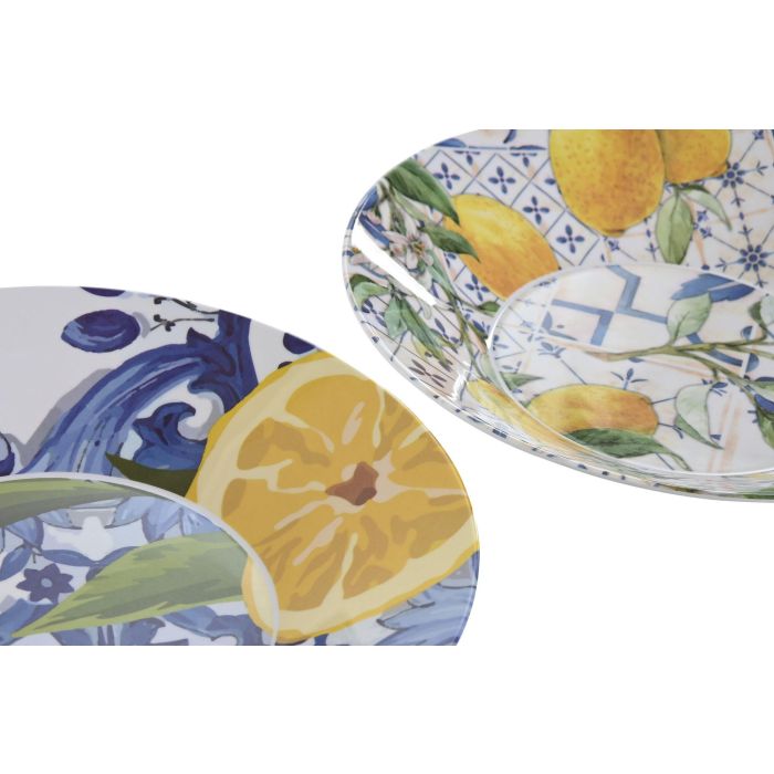 Plato Mediterraneo DKD Home Decor Azul Amarillo 23 x 3.6 x 23 cm (12 Unidades) 2