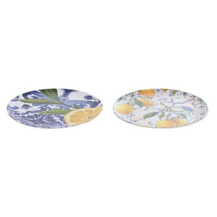 Plato Mediterraneo DKD Home Decor Azul Amarillo 20 x 1 x 20 cm (12 Unidades) 1