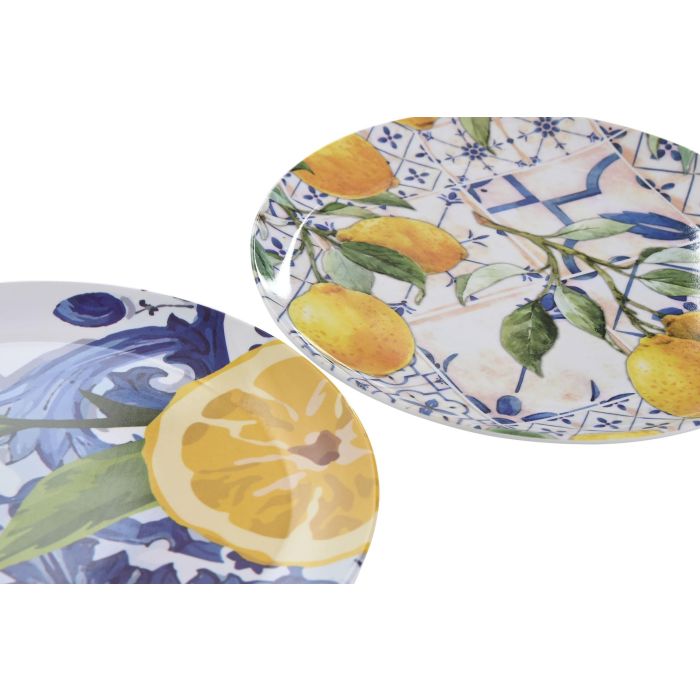 Plato Mediterraneo DKD Home Decor Azul Amarillo 20 x 1 x 20 cm (12 Unidades) 2