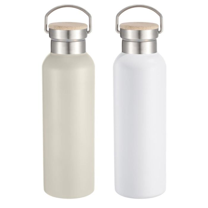 Botella Basicos DKD Home Decor Beige Blanco 7 x 25 x 7 cm (2 Unidades)