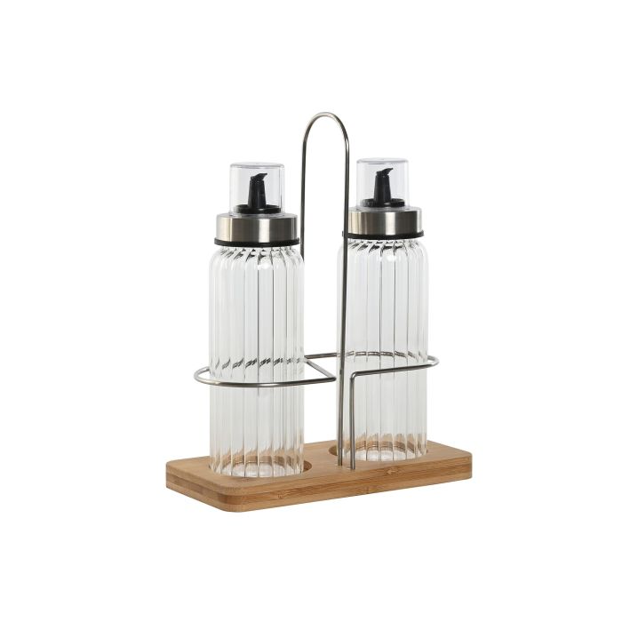 Aceitera Vinagrera Basicos DKD Home Decor Transparente Natural 9.3 x 24 x 18.5 cm Set de 2 (2 Unidades) 1