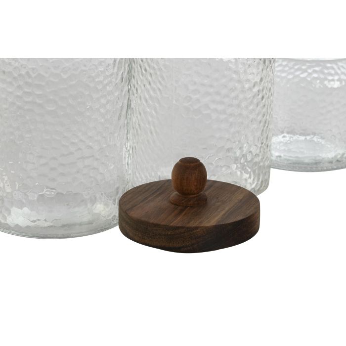 Bote Basicos DKD Home Decor Transparente Natural 11 x 22.4 x 11 cm Set de 3 1