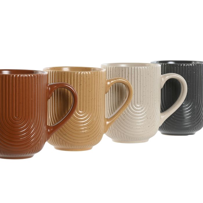 Mug Scandi DKD Home Decor Beige Mostaza 8 x 10 x 10 cm (6 Unidades) 1