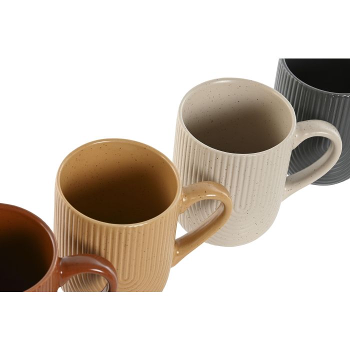 Mug Scandi DKD Home Decor Beige Mostaza 8 x 10 x 10 cm (6 Unidades) 2