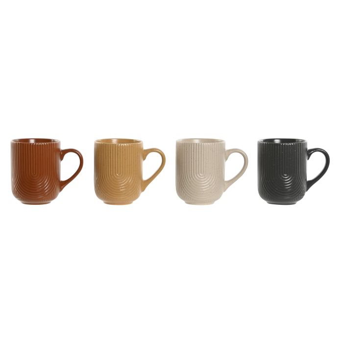 Mug Scandi DKD Home Decor Beige Mostaza 8 x 10 x 10 cm (12 Unidades)