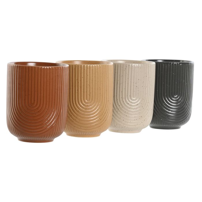 Taza Scandi DKD Home Decor Beige Mostaza 7 x 8.6 x 7 cm (6 Unidades) 1