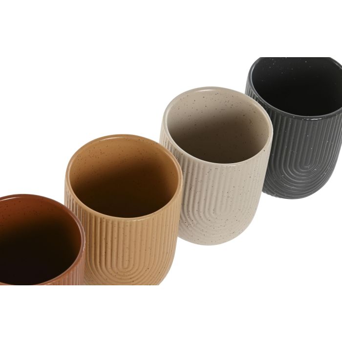 Taza Scandi DKD Home Decor Beige Mostaza 7 x 8.6 x 7 cm (6 Unidades) 2