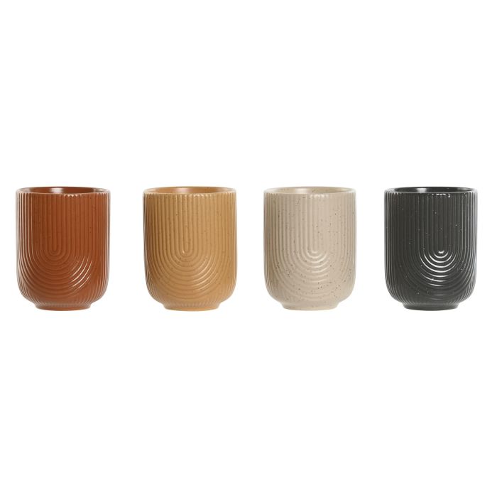 Taza Scandi DKD Home Decor Beige Mostaza 7 x 8.6 x 7 cm (6 Unidades)